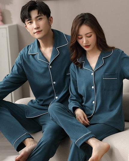 Cozy Couples Winter Cotton Pajama Set - Luxurious Sleepwear for Two