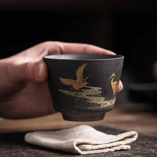 Elegant Japanese Artisan Tea Cup Set - Handcrafted 4-Piece Collection for Tea Connoisseurs
