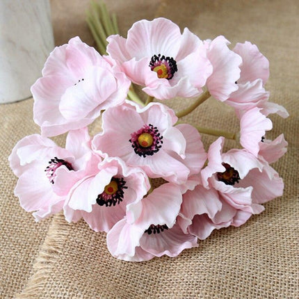 Elegant 10-Piece Premium PU Poppy Floral Arrangement - Transform Your Space with Stunning Decor