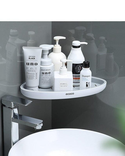 Snap-Up Corner Shelf Organizer with Integrated Shampoo Caddy