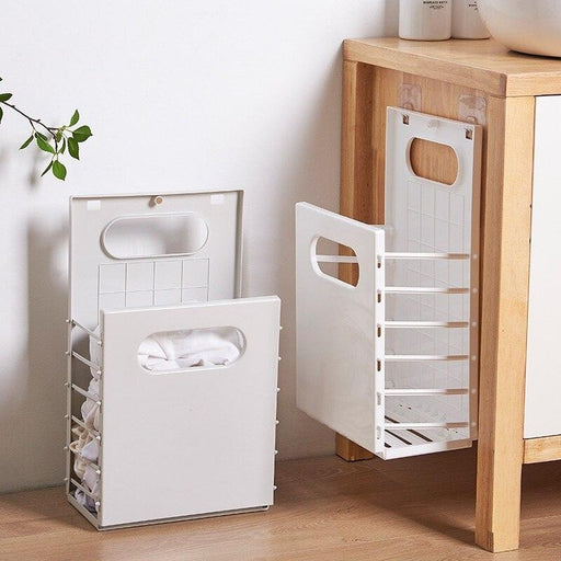 Large Foldable Laundry Basket Wall-Mounted Plastic Hollow Out Hamper Storage Basket Home Bathroom Dirty Clothes Toy Organizer-0-Très Elite-White-Très Elite