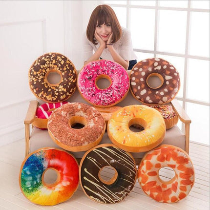 Delightful 12-Piece 3D Donut Plush Pillow Collection for Cozy Comfort