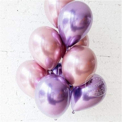 Elegant Chrome Metallic Latex Balloon Set - 50 Pieces for Celebratory Events