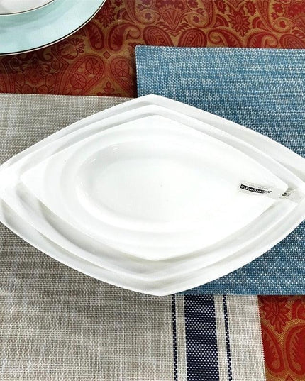 Sleek Rhombus Wave Ceramic Plate Set for an Upscale Dining Experience