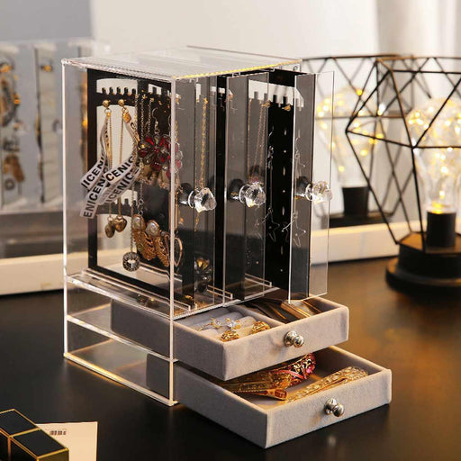 Acrylic Jewelry Organizer with Dustproof Design and Multiple Drawers