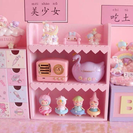 Chic Blush Pink Wooden Desktop Organizer