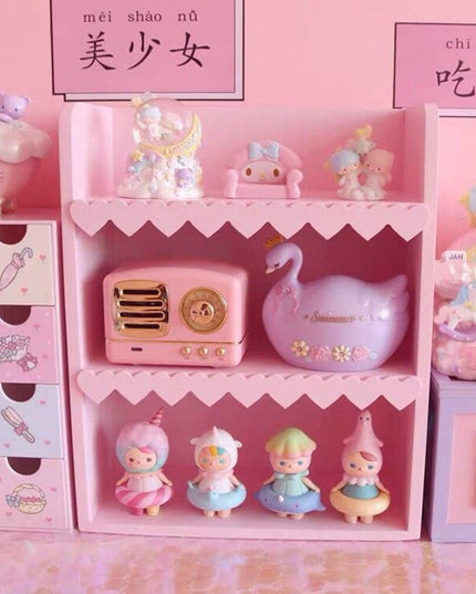 Chic Blush Pink Wooden Desktop Organizer