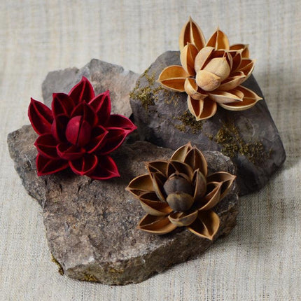 Luxurious Burgundy Dried Lotus Flower Head Set - 5 Exquisite Pieces for Home and Event Decor