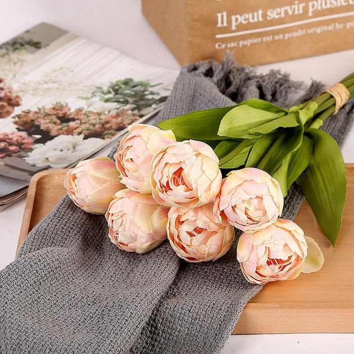 6-Piece Real Touch Silk Tulip Bouquet for Elegant Decor