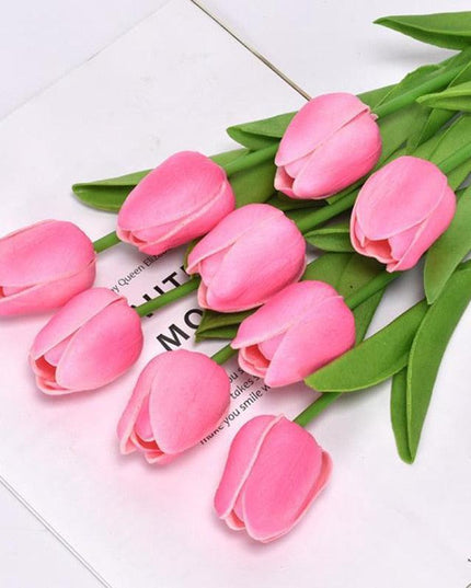 Lifelike PU Tulip Floral Arrangement - 5-Piece Set for Stylish Home Accents