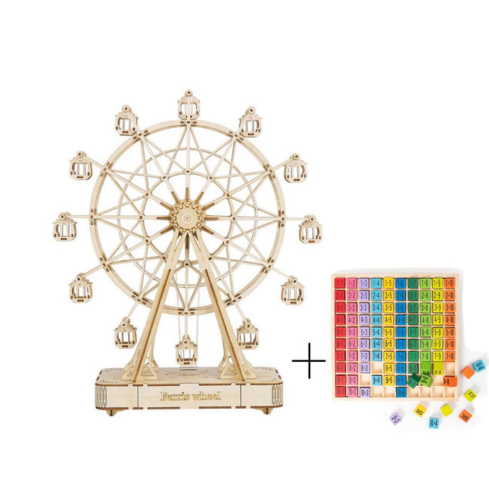 Rotating Musical Ferris Wheel Wooden Building Kit - Interactive Educational Toy for Everyone