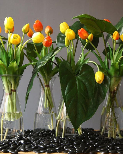 Elegant Real Touch Silicone Tulip Bouquet - 5pcs Faux Flower Arrangement for Weddings & Home Décor