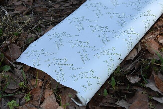 Elegant Waterproof Flower Wrapping Paper with English Letters Print