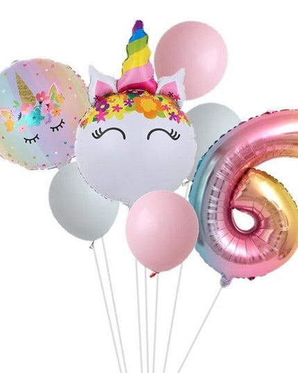 Enchanted Unicorn Number Balloon Set for Joyful 1-4 Year Celebrations