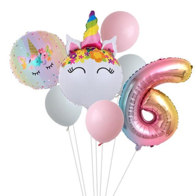 Enchanted Unicorn Number Balloon Set for Joyful 1-4 Year Celebrations