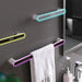 Grey and Black Self-Adhesive Towel Rack with Hooks for Kitchen and Bathroom, 26.5*5.5cm