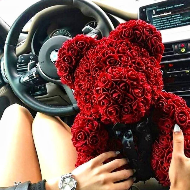 Elegant Teddy Rose Bear with Artificial Blooms - Perfect Gift for Cherished Moments