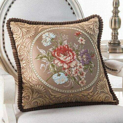 Elegant Handmade Beaded Jacquard Pillow Cover - Stylish Home Decor Accent 48x48cm