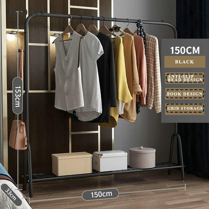 Elegant Rose-Gold Single-Pole Garment Stand and Storage Solution