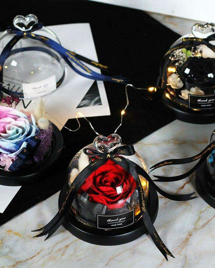 Captivating Glass Rose Lamp in Elegant Dome - A Cherished Emblem of Love