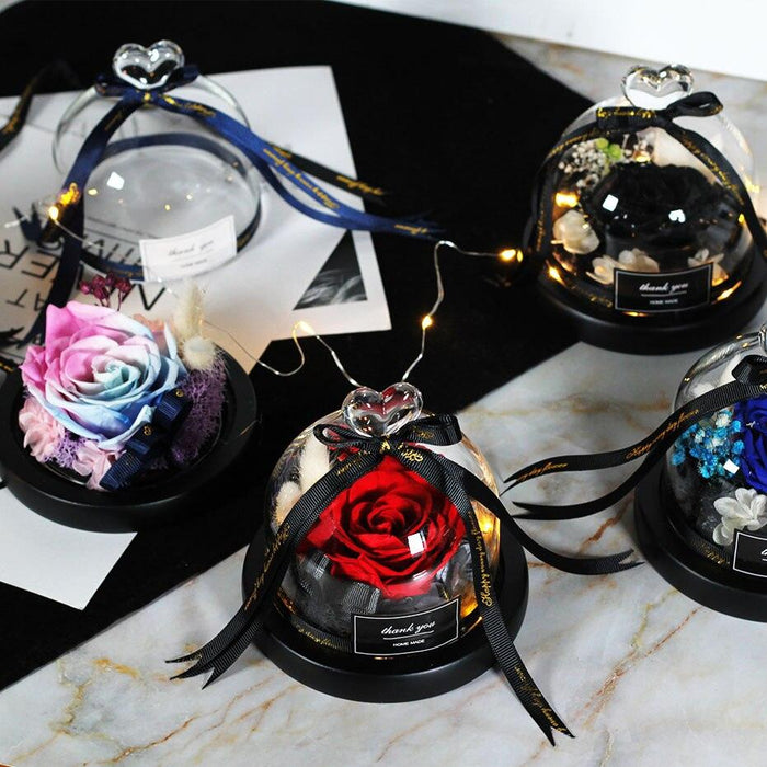 Captivating Glass Rose Lamp in Elegant Dome - A Cherished Emblem of Love
