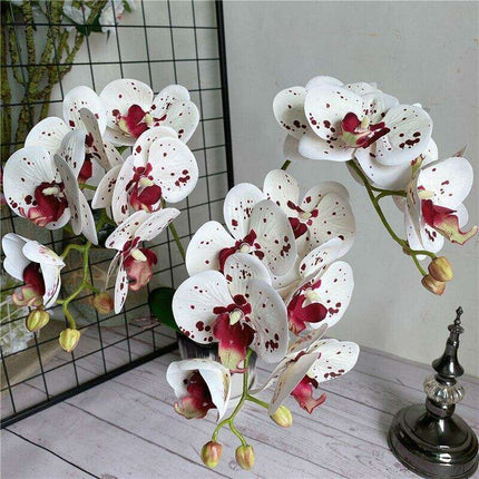 Sophisticated Elegance: Lifelike Faux Orchid Stem for Timeless Home Decor