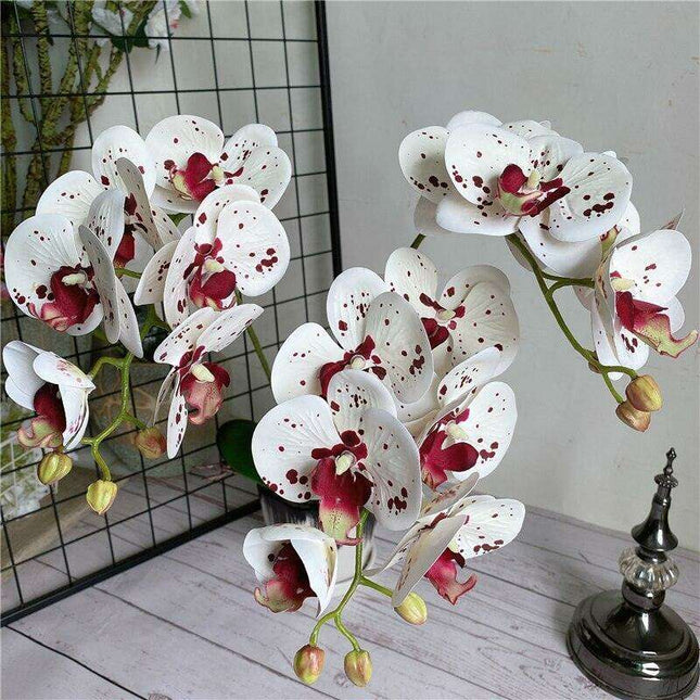 Sophisticated Elegance: Lifelike Faux Orchid Stem for Timeless Home Decor