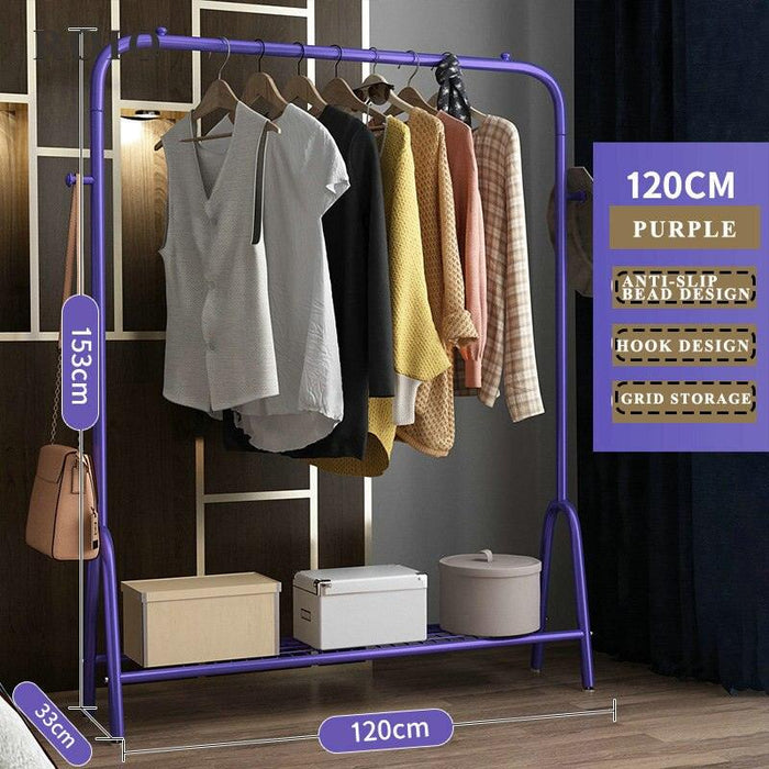 Elegant Rose-Gold Single-Pole Garment Stand and Storage Solution