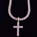 Iced Out Cross Pendant Necklace with Shimmering Zircon Chain and Stylish Bling Detail