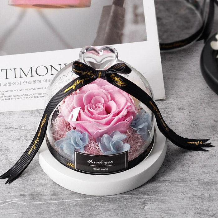 Luxurious Glass Rose Dome Lamp - Elegant Gift for Valentine's Day