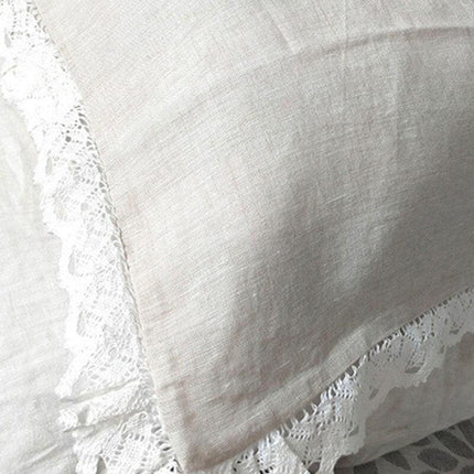 Elegant Ruffled Eyelet Embroidered Linen Pillowcase - Premium French Bedding for a Luxurious Touch