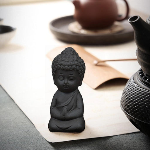 Mini Garden Accessories Buddha Statue Tea Pet Ceramic Meditation Miniatures - Très Elite