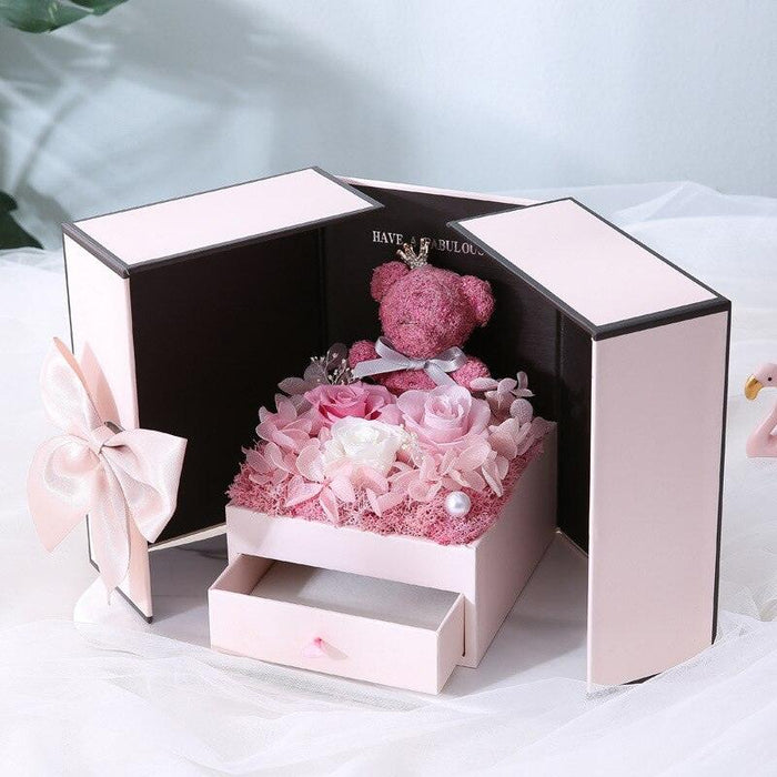 Everlasting Love Rose Teddy Bear Surprise Gift Set for Her - Unique Token of Affection