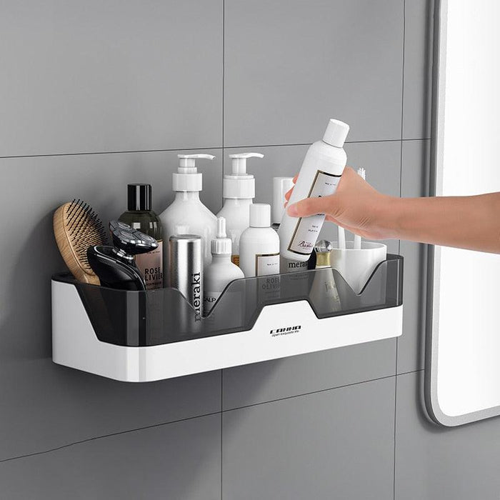 Waterproof Wall-Mounted Plastic Shelf Organizer with Sleek Design