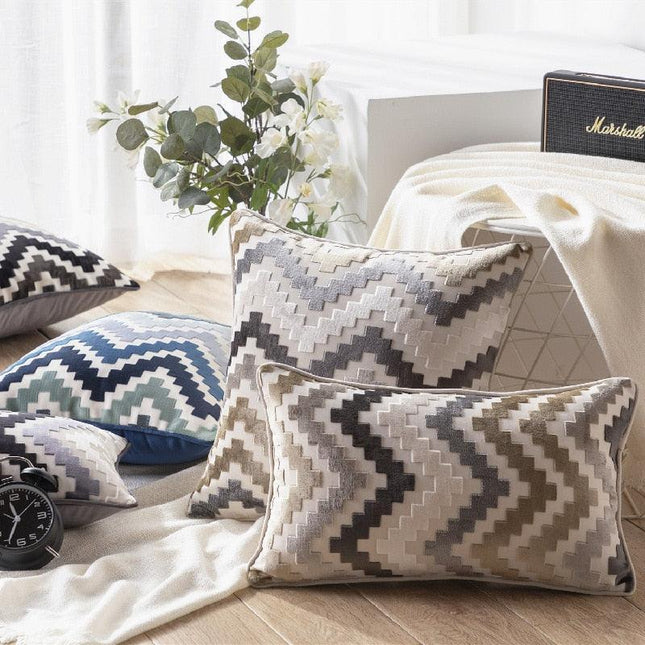 Velvet Zigzag Accent Pillow Covers - Stylish Home Decor Collection