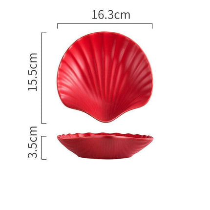 Elegant Handmade Matte Glazed Nordic Shell Plate Set: Artisan Ceramic Dishware Collection