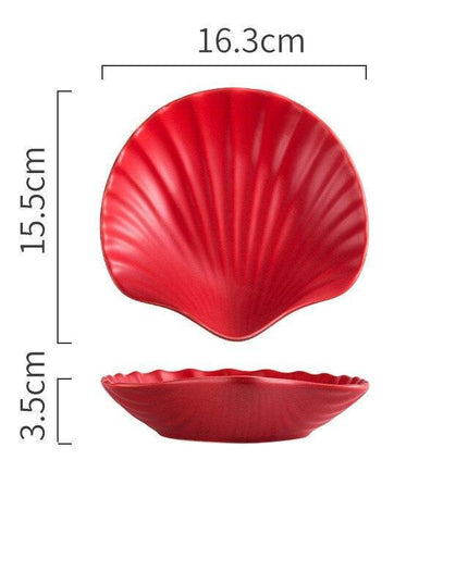 Elegant Handmade Matte Glazed Nordic Shell Plate Set: Artisan Ceramic Dishware Collection