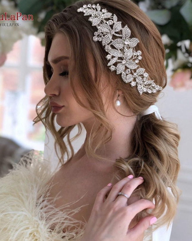 Glamorous Indian Bridal Rhinestone Tiara and Floral Hairpiece Collection for Wedding Splendor