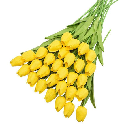 31-Piece Lifelike Real Touch Tulip Arrangement for Weddings and Home Decoration