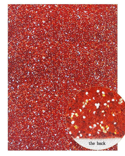 Shimmering Red Chunky Glitter Craft Fabric Sheets - A4 Size for DIY Projects