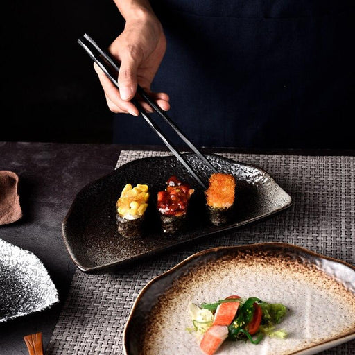 Elegant Japanese-Inspired Ceramic Plate for Breakfast, Sushi, and More