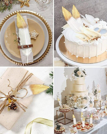 Glamorous Gold-Tipped Feather Craft Set for Elegant Event Enhancements