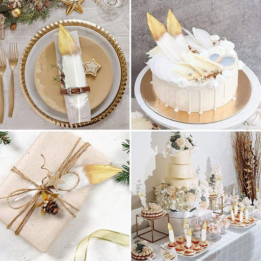 Elegant Gold-Tipped Feather Bundle for Sophisticated Event Decor and DIY Projects