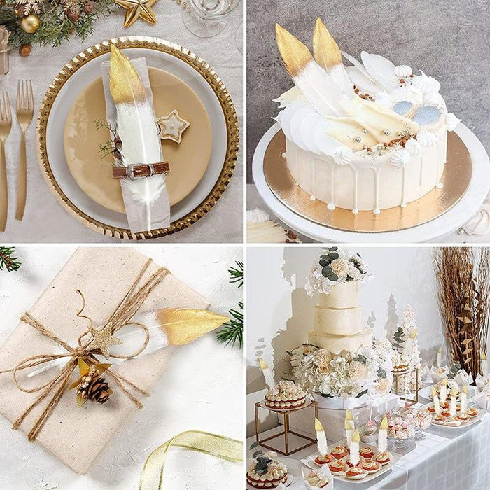 Elegant Gold-Tipped Feathers for Wedding Decorations and DIY Crafts