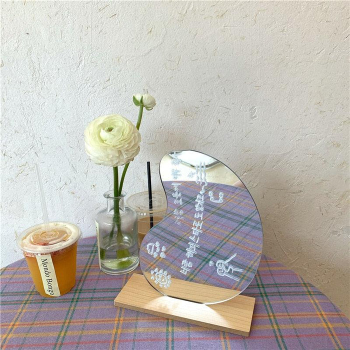 Elegant Makeup Mirror Set with Wooden Base and Acrylic Stand