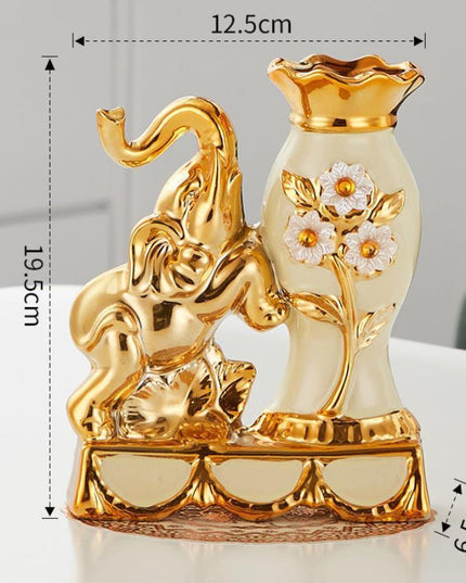 Elegant Golden Elephant Vase - Enhance Your Living Space with European Sophistication