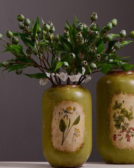 Festive Charm: Green Berries and Eucalyptus Foam Flower Arrangement Kit for a Joyous Holiday Atmosphere