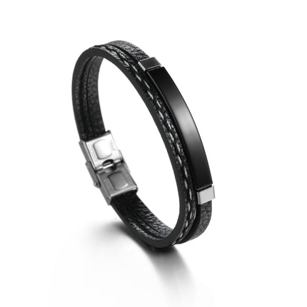 Customizable Premium Leather Name Engraved Bracelet - Elegant Wristband