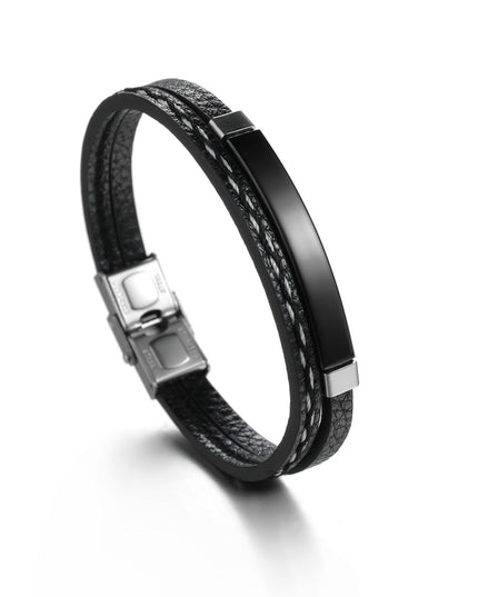Customizable Premium Leather Name Engraved Bracelet - Elegant Wristband