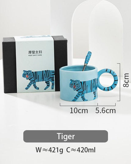 Whimsical Animal Ceramic Mug Set with Matching Spoon - Elevate Your Drinking Moments